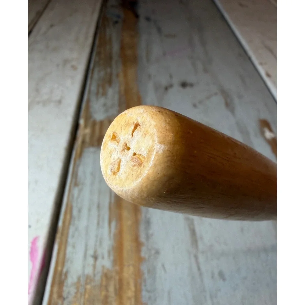 Vintage Crinkle Ripple Cutter Turned Wood Handle Unmarked Potatos Vegetables